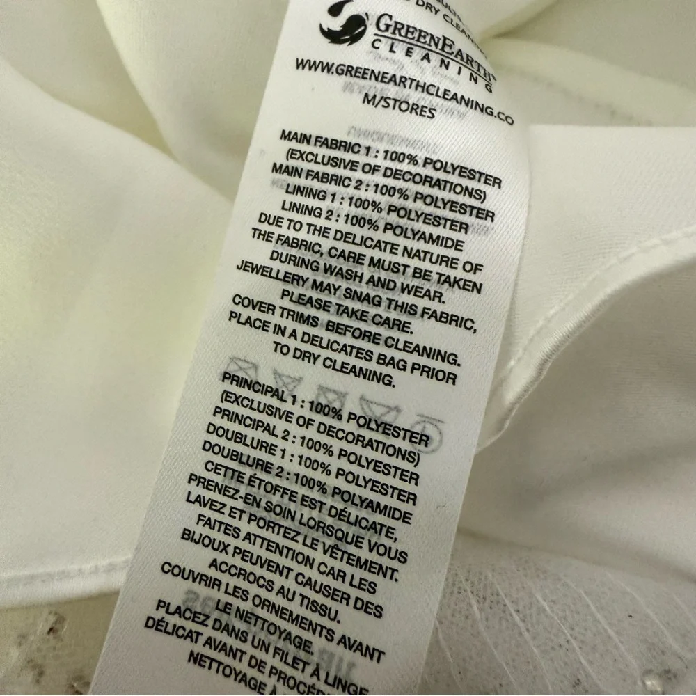 Self Portrait Embellished Tulle Satin Bow Mini Dress White Women’s Sz 2 - Picture 11 of 14